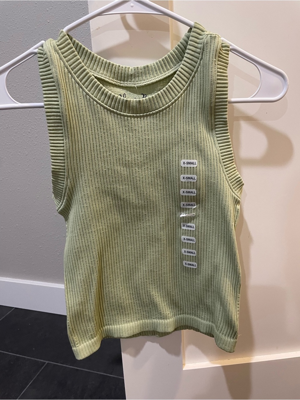 Hippie Rose Women’s Ribbed Tank Top - Pale Lime Green